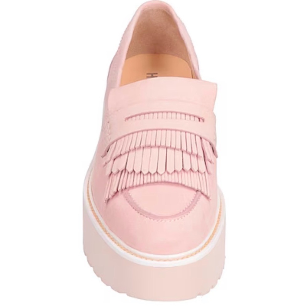 Hogan pink suede women's platform loafers